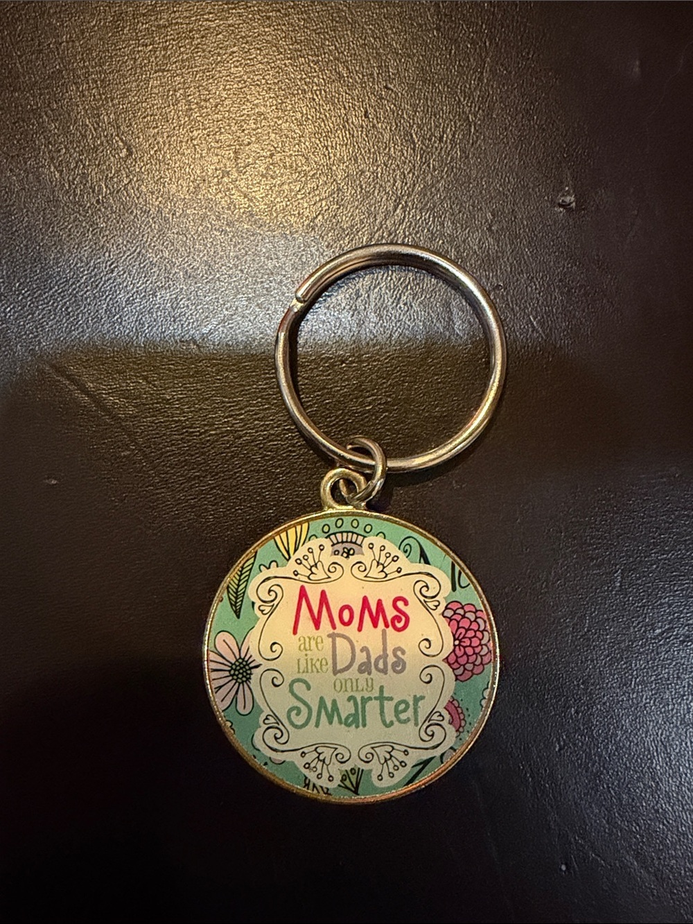 Moms Are Like Dads Keychain - Mint & Pink Floral